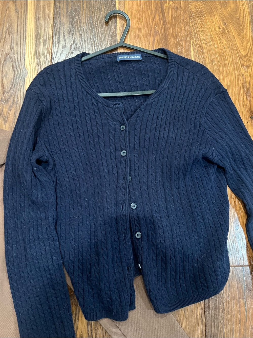 Brandy Melville Navy Cable-Knit Button-Up Cardigan